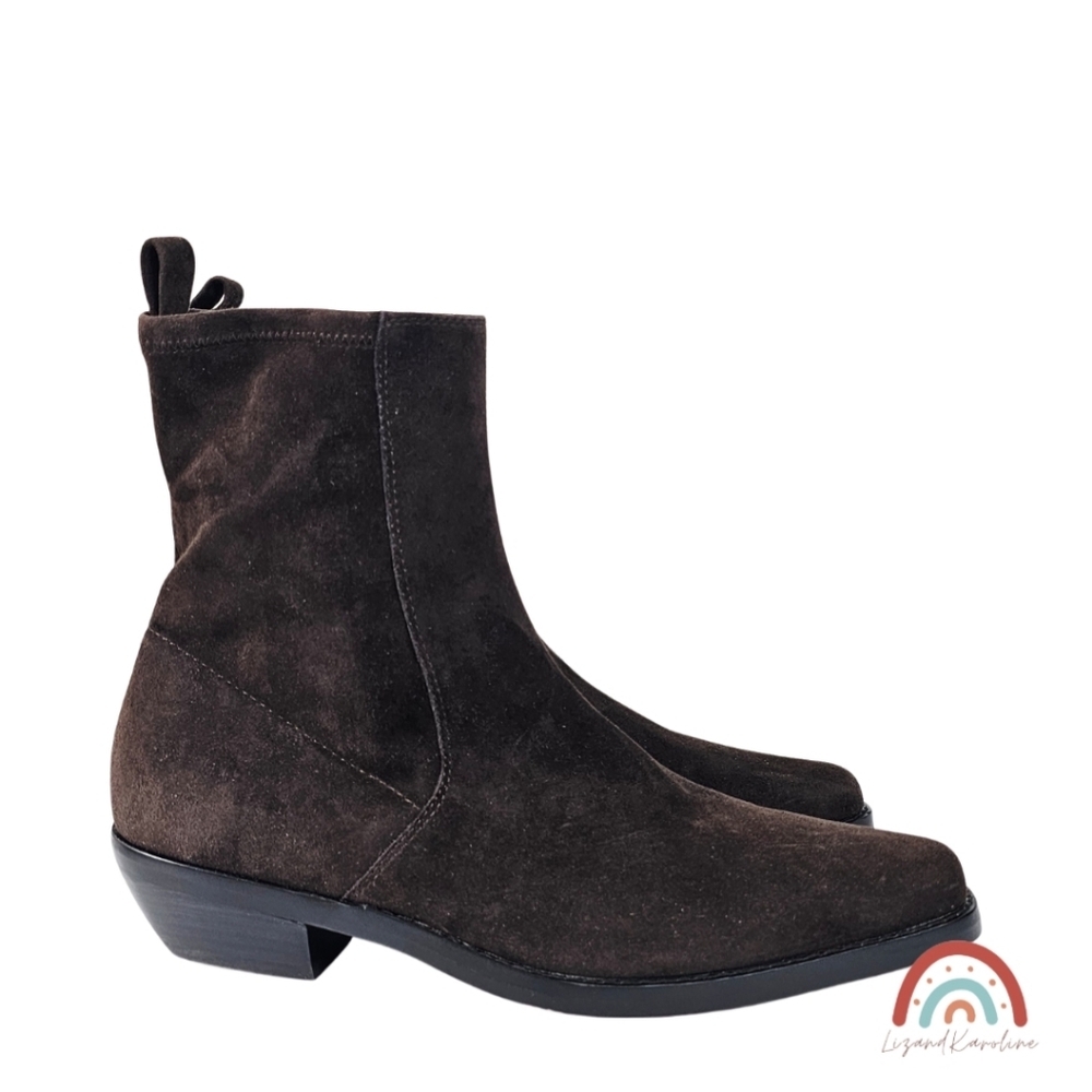 New! Madewell The Idris Ankle Boot in Suede Dark Carob - Picture 4 of 13